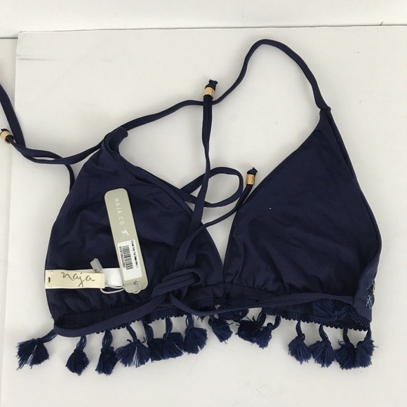 Naja .Co Madeline Triangle Bikini Top Navy Blue - Picture 2 of 2